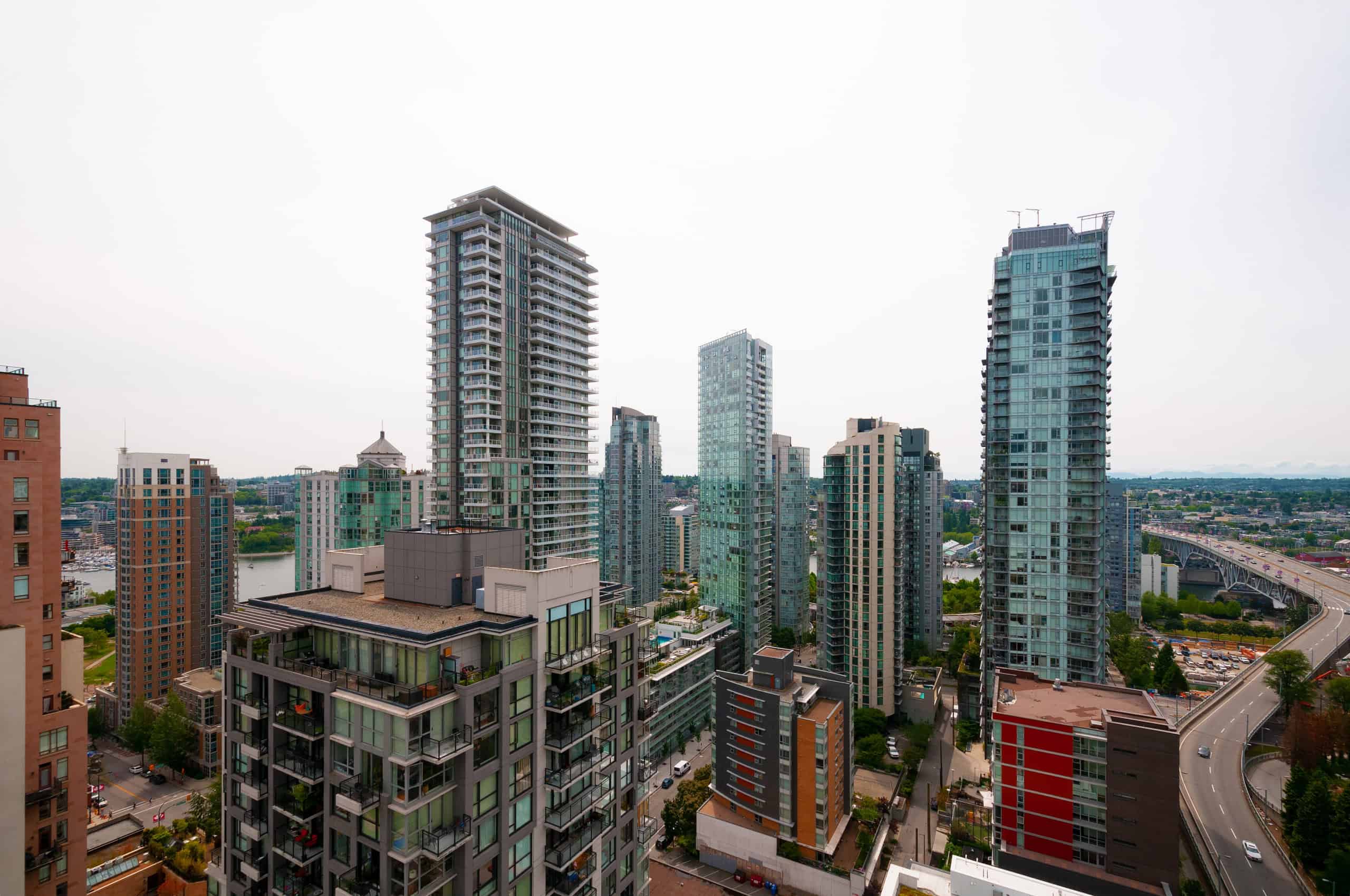 039 Modern high-rise condominiums in Vancouver's city centre showcasing luxury apartment living and urban lifestyle.