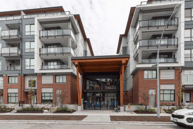 Modern multi-family residential building in Vancouver with contemporary architecture and spacious balconies, perfect for urban living and real estate investments.