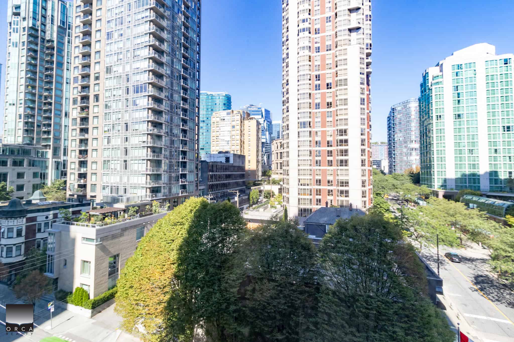 Modern high-rise condominiums in downtown Vancouver showcasing urban living in British Columbia.