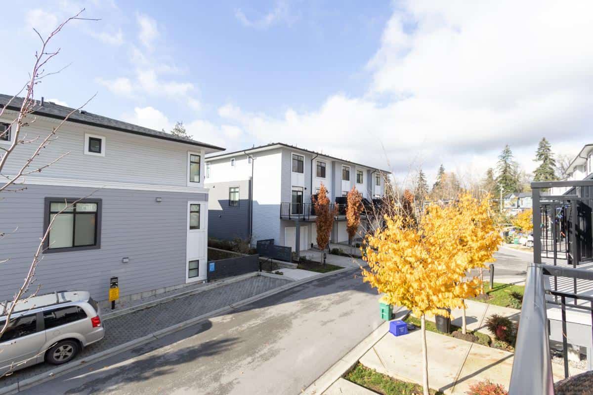 Modern Vancouver-style townhouse complex with contemporary architecture, large windows, and landscaped surroundings, offering prime real estate opportunities in the Orca Realty Inc. portfolio.