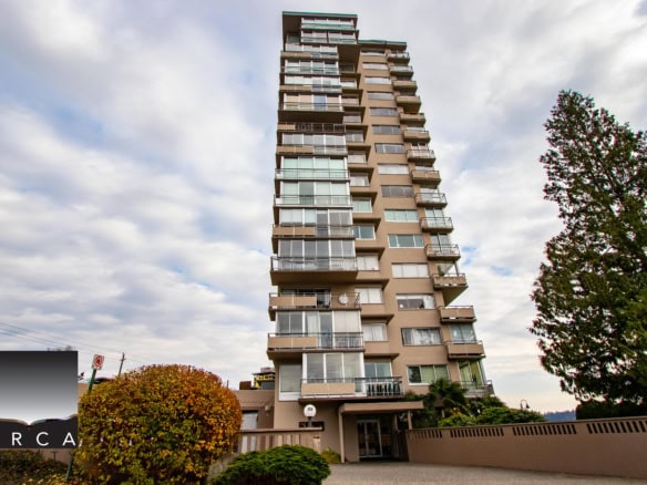 Modern high-rise condo building in Vancouver, BC, featuring spacious balconies, sleek architecture, and prime location. Perfect for urban living and investment opportunities in the real estate market.