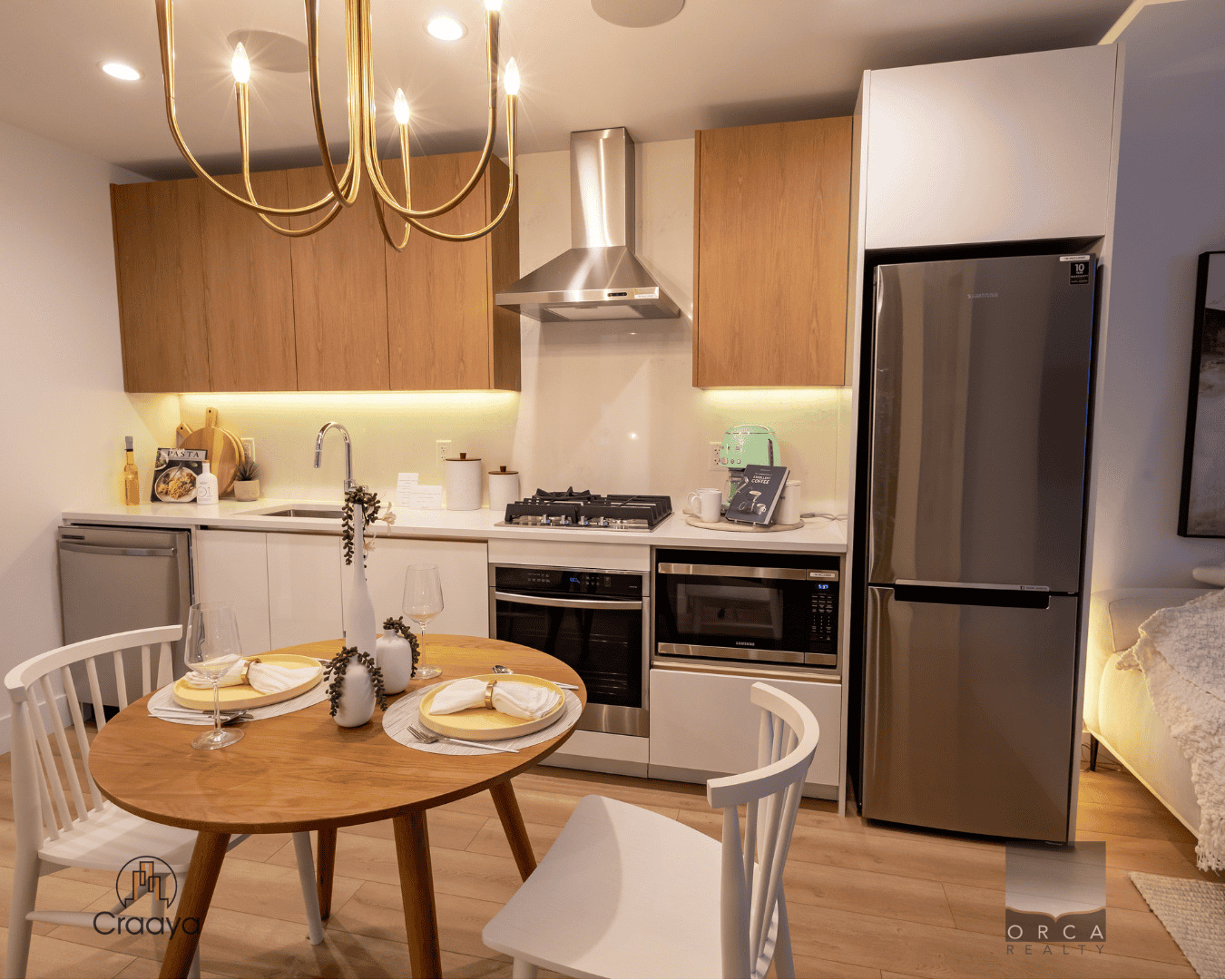 2 Modern kitchen with stainless steel appliances and wooden cabinets, ideal for Vancouver area real estate listings.