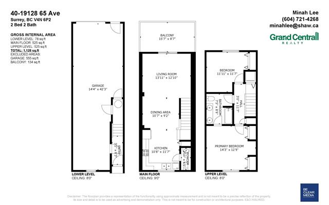 2. Spacious 2-bedroom, 2-bathroom home in Surrey BC with detached garage, modern kitchen, and balcony, perfect for family living.
