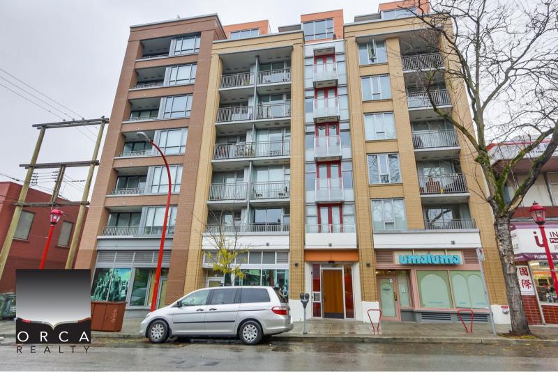 Contemporary apartment complex in Vancouver's East Pender Street area.