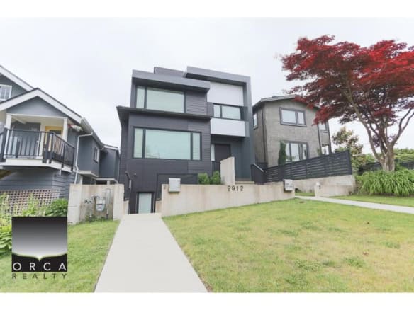 Contemporary modern house exterior in a scenic neighbourhood, featuring sleek architecture, large windows, and lush landscaping, ideal for homebuyers seeking upscale real estate.