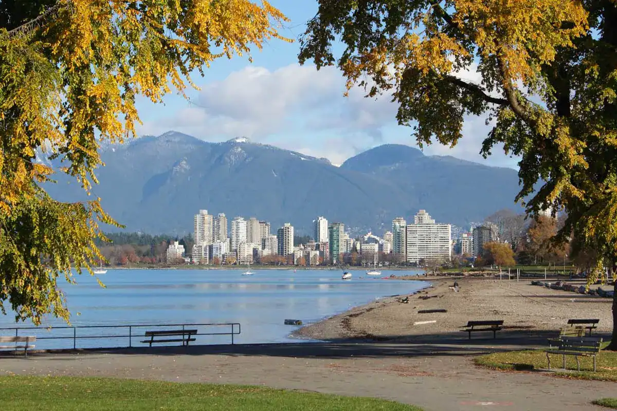 Beautiful Vancouver waterfront with city skyline and mountain view, perfect for real estate investment and scenic living in British Columbia.