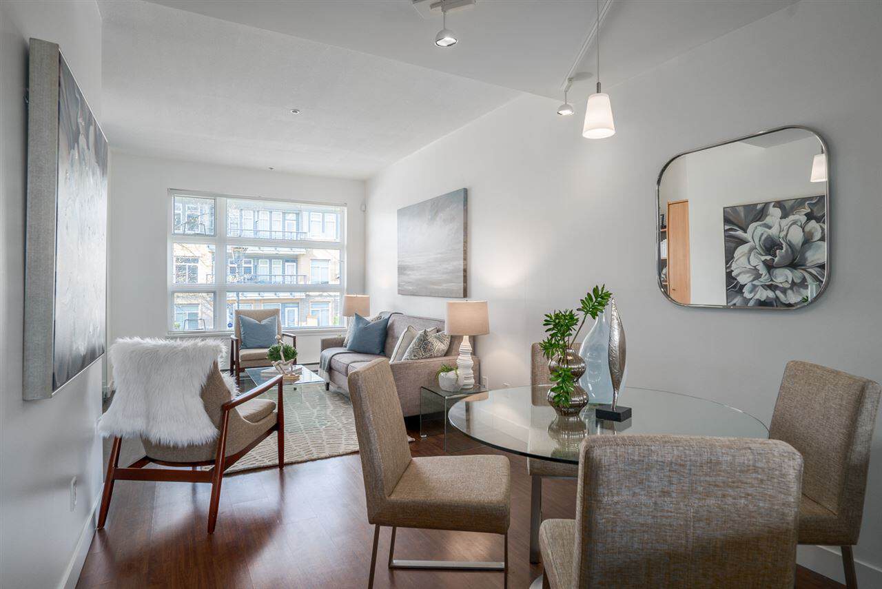 Modern living room interior with contemporary furniture, natural light, and stylish decor, ideal for clients seeking Vancouver real estate or condo rentals.