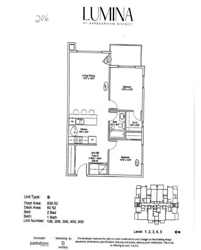 567429483_3771218066507223_2810056766338969621_n Modern 2-bedroom apartment floor plan in Lumina at Harbourview District, featuring open living/dining area, stylish kitchen, and master bedroom with walk-in closet, perfect for urban living in Vancouver.