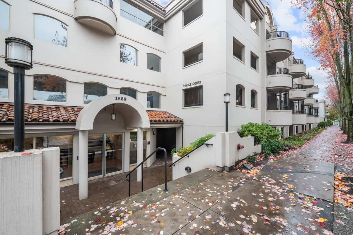 Modern multi-family residential building with balcony units located in a scenic neighbourhood in Vancouver, BC. Ideal for Vancouver apartment seekers and real estate investors.