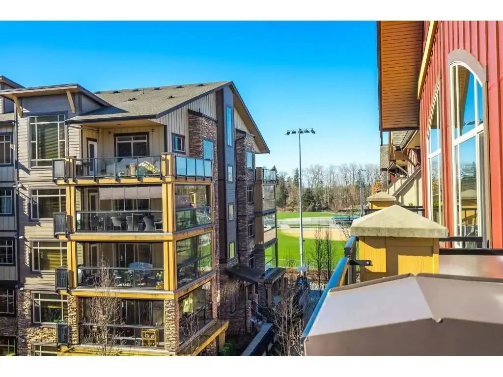 Modern multi-story condominium building with spacious balconies and scenic views, located near parks and recreational areas in British Columbia, ideal for real estate investments and property buyers.