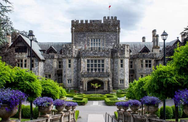 Beautiful historic castle located in Metro Vancouver, featuring classic stone architecture, well-maintained gardens, and scenic surroundings.
