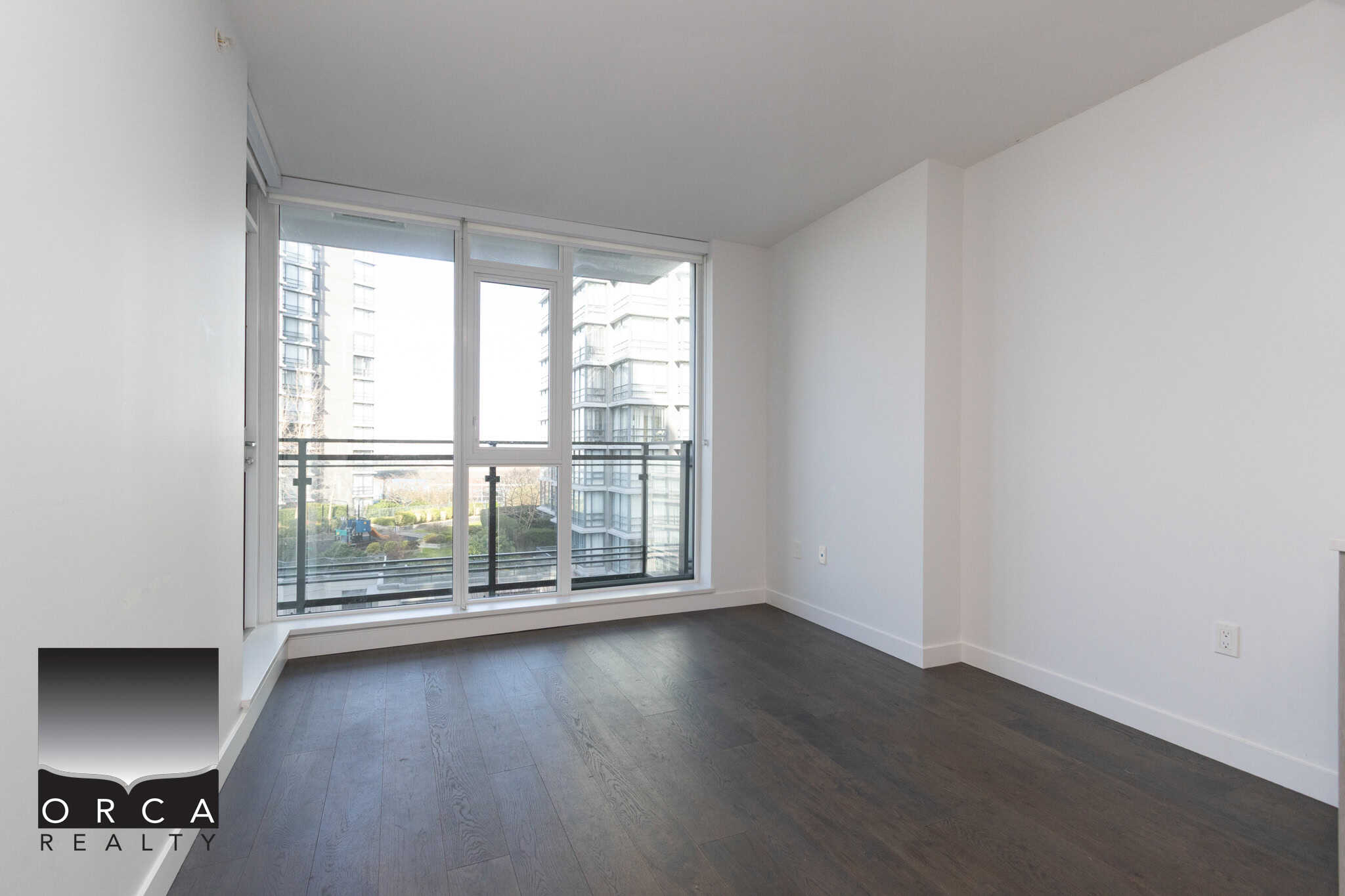 Modern Richmond Condo Interior Bright living room with large windows in Richmond property.