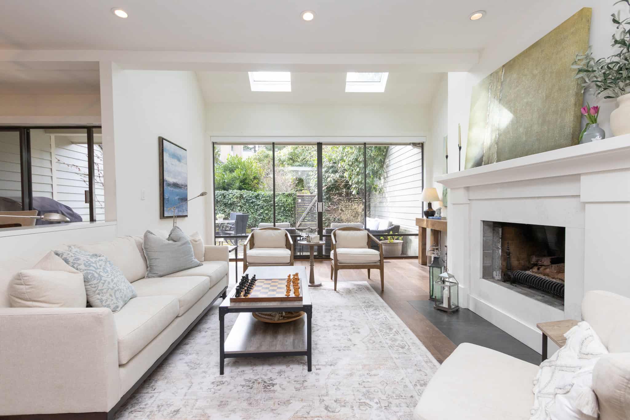 Cozy West Vancouver Living Room Bright West Vancouver living room with modern decor and large windows.
