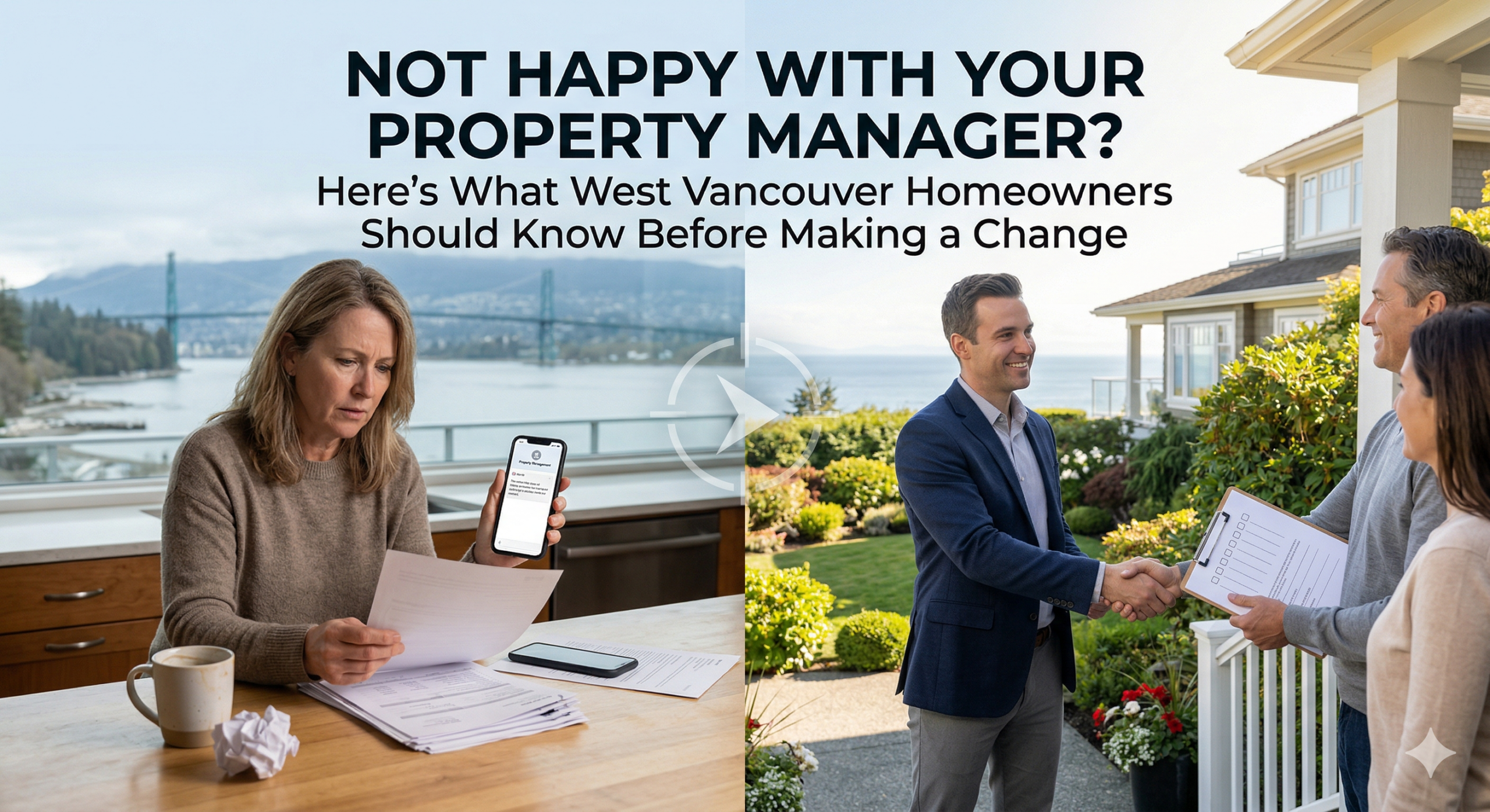 West Vancouver homeowners discussing property management issues and options for change, highlighting the importance of choosing the right property manager.