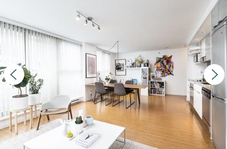 Bright and spacious Vancouver condo interior with open living and dining area, large windows, and contemporary decor.